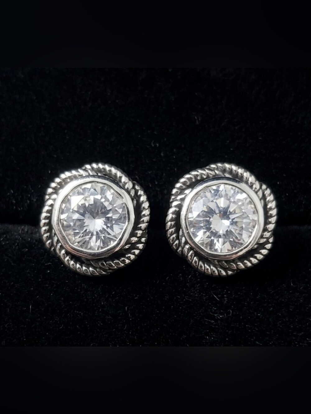 Vintage Clear Crystal ZC Stud Earrings. EUC